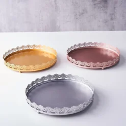 Premium Metal Decorative Vanity Serving Tray, Round With Embellished Rims 12" -Home Decor Promotional Store CHRG TRAY009 12 054 D07.progressive 2678acb4 e2da 4695 bd1c 420b2ec1c9d0