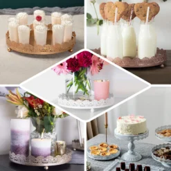 Premium Metal Decorative Vanity Serving Tray, Round With Embellished Rims 12" -Home Decor Promotional Store CHRG TRAY009 12 EBC2 1