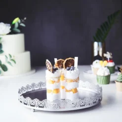 Premium Metal Decorative Vanity Serving Tray, Round With Embellished Rims 12" -Home Decor Promotional Store CHRG TRAY009 12 SILV 01.progressive 16fb1f74 5e6e 494d b6ca 03888eba14ce