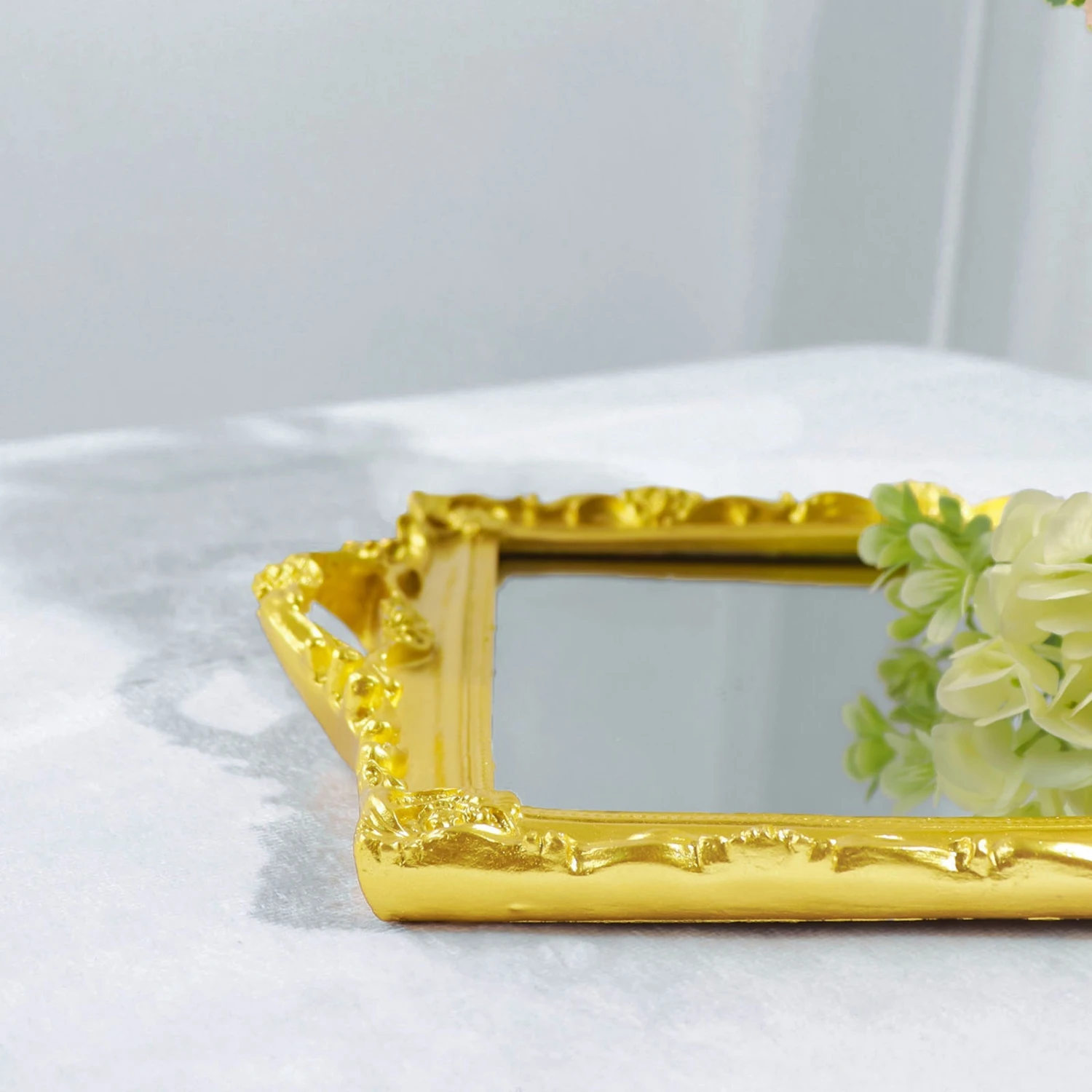 Metallic Resin Decorative Vanity Serving Tray, Rectangle Mirrored Tray - 15"x10" 10 Metallic Resin Decorative Vanity Serving Tray, Rectangle Mirrored Tray - 15"x10" - Image 10