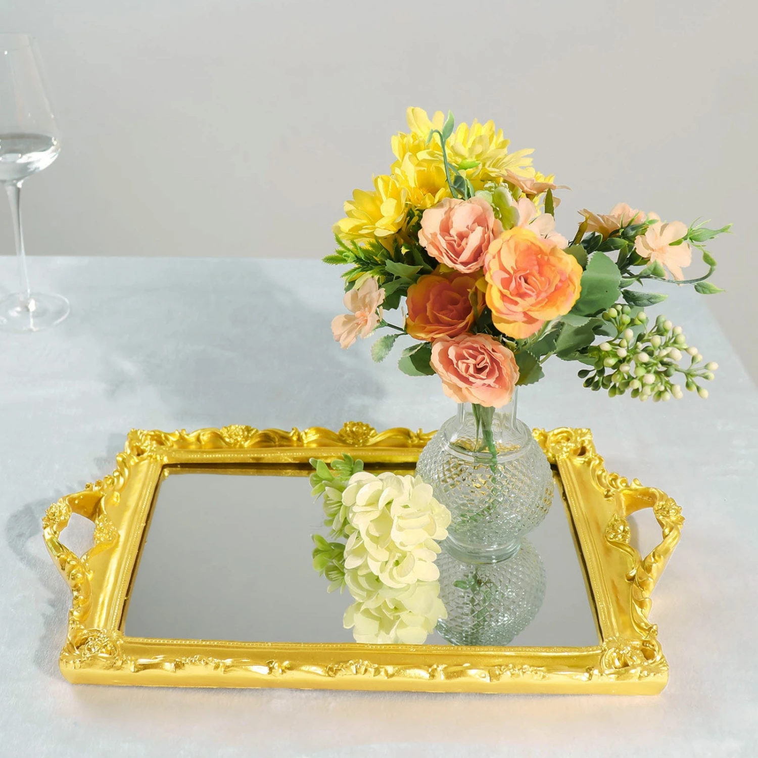 Metallic Resin Decorative Vanity Serving Tray, Rectangle Mirrored Tray - 15"x10" 8 Metallic Resin Decorative Vanity Serving Tray, Rectangle Mirrored Tray - 15"x10" - Image 8