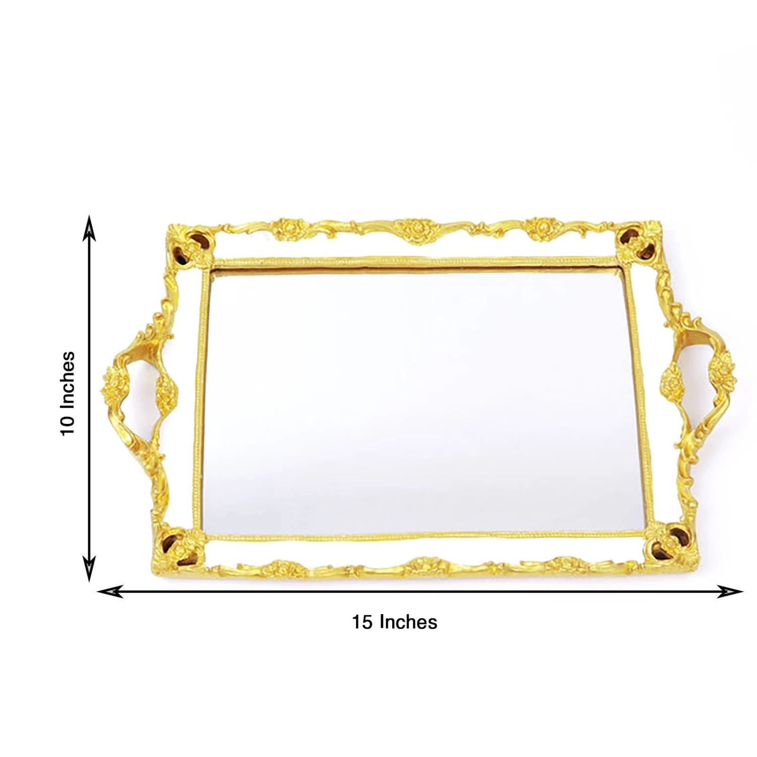 Metallic Resin Decorative Vanity Serving Tray, Rectangle Mirrored Tray - 15"x10" 6 Metallic Resin Decorative Vanity Serving Tray, Rectangle Mirrored Tray - 15"x10" - Image 6