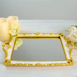 Metallic Resin Decorative Vanity Serving Tray, Rectangle Mirrored Tray - 15"x10" 36 Metallic Resin Decorative Vanity Serving Tray, Rectangle Mirrored Tray - 15"x10" -Home Decor Promotional Store CHRG TRAY011 16 WHT 01.progressive f794528f 7c81 4c07 b469 50a0ade95e59
