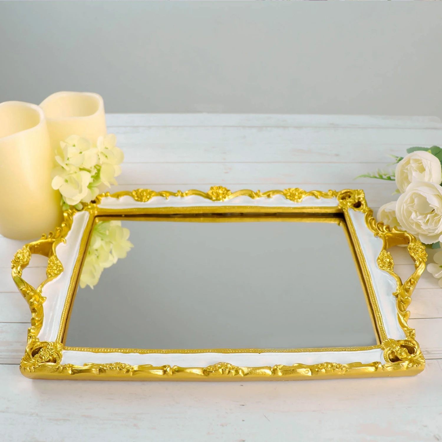 Metallic Resin Decorative Vanity Serving Tray, Rectangle Mirrored Tray - 15"x10" 17 Metallic Resin Decorative Vanity Serving Tray, Rectangle Mirrored Tray - 15"x10" - Image 17