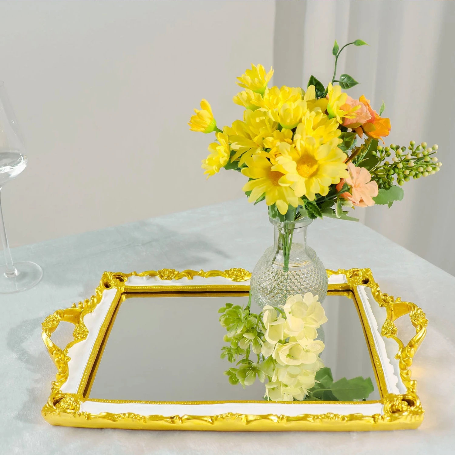 Metallic Resin Decorative Vanity Serving Tray, Rectangle Mirrored Tray - 15"x10" 18 Metallic Resin Decorative Vanity Serving Tray, Rectangle Mirrored Tray - 15"x10" - Image 18