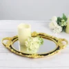 Metallic Oval Resin Decorative Vanity Serving Tray, Mirrored Tray With Handles - 14"x10"