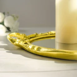 Metallic Oval Resin Decorative Vanity Serving Tray, Mirrored Tray With Handles - 14"x10" -Home Decor Promotional Store CHRG TRAY012 15 BLK D03.progressive 7e900eef acba 4867 9ca2 f0a7e0c78e6d