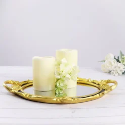 Metallic Oval Resin Decorative Vanity Serving Tray, Mirrored Tray With Handles - 14"x10" -Home Decor Promotional Store CHRG TRAY012 15 BLK D06.progressive 4d6ea8ba 4e25 4090 84de 0396d25d3621