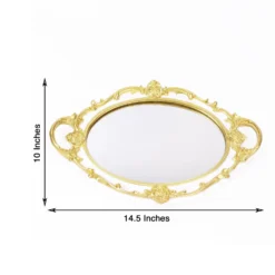Metallic Oval Resin Decorative Vanity Serving Tray, Mirrored Tray With Handles - 14"x10" -Home Decor Promotional Store CHRG TRAY012 15 WHT 98.progressive 513c4aa7 136d 4789 872f 0fa578ca819a