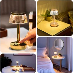 Clear Gold Mushroom LED Crystal Table Lamp Centerpiece With Touch Control, 9" Color Changing Rechargeable Acrylic Decorative Night Light -Home Decor Promotional Store Clear Gold Mushroom LED Crystal Table Lamp Centerpiece with Touch Control 21