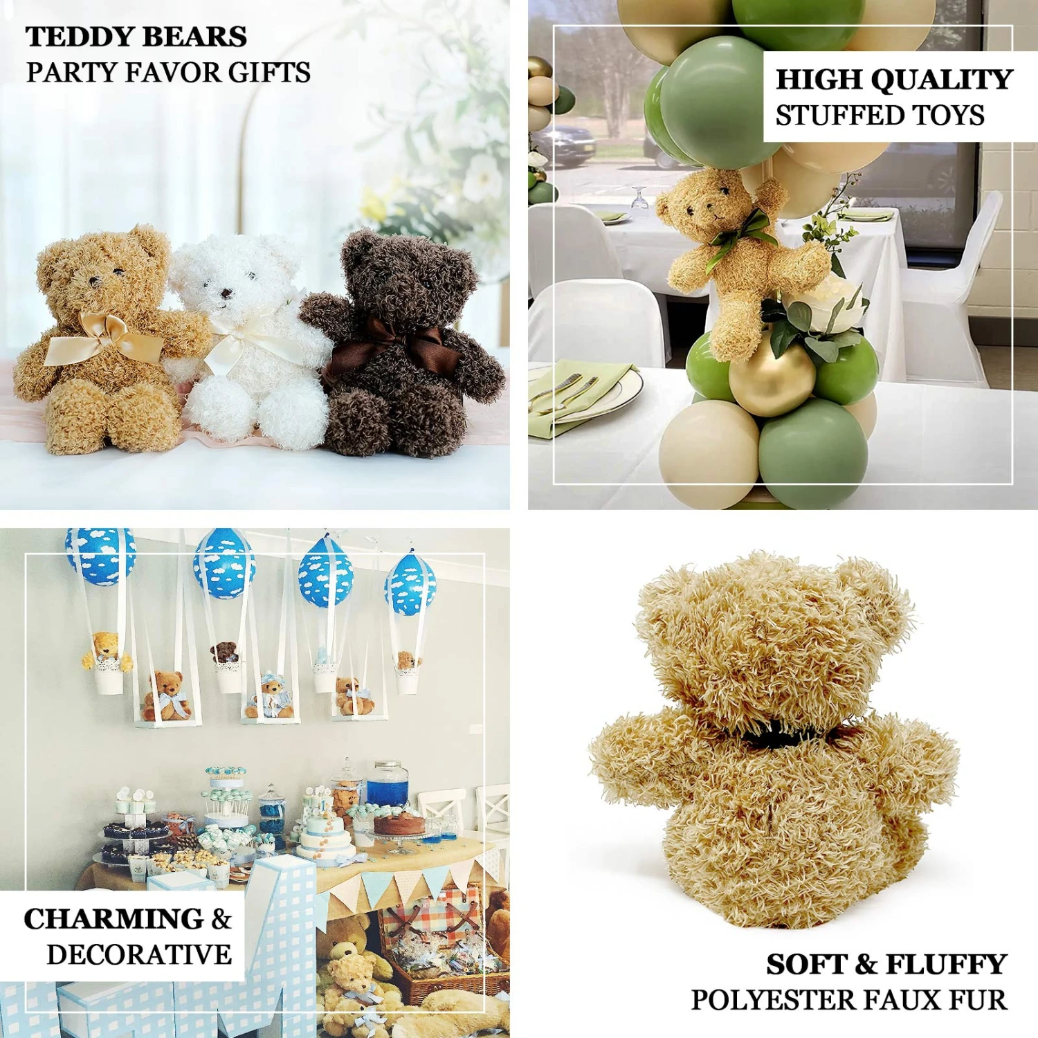 Set Of 3 Cute Plush Stuffed Teddy Bears Centerpiece Decor, Soft Toy Animals Party Decorations - Dark Brown,Ivory,Natural 7" 2 Set Of 3 Cute Plush Stuffed Teddy Bears Centerpiece Decor, Soft Toy Animals Party Decorations - Dark Brown,Ivory,Natural 7" - Image 2