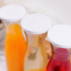 Set Of 3 | 34oz Clear Disposable Plastic Carafes With Lids, Water Pitcher Juice Jar Beverage Containers -Home Decor Promotional Store DSP SERV CRF01 34 CLR D01