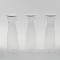 Set Of 3 | 34oz Clear Disposable Plastic Carafes With Lids, Water Pitcher Juice Jar Beverage Containers -Home Decor Promotional Store DSP SERV CRF01 34 CLR D07