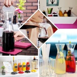 Set Of 3 | 34oz Clear Disposable Plastic Carafes With Lids, Water Pitcher Juice Jar Beverage Containers -Home Decor Promotional Store DSP SERV CRF01 EBC2.progressive d608d50f a473 44e1 be0d fd6f7d86368c