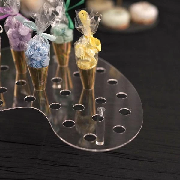Clear 35-Slot Acrylic Ice Cream Cone Display Stand, Mini Snow Cone Holder Tray 16" 4 Clear 35-Slot Acrylic Ice Cream Cone Display Stand, Mini Snow Cone Holder Tray 16" - Image 4