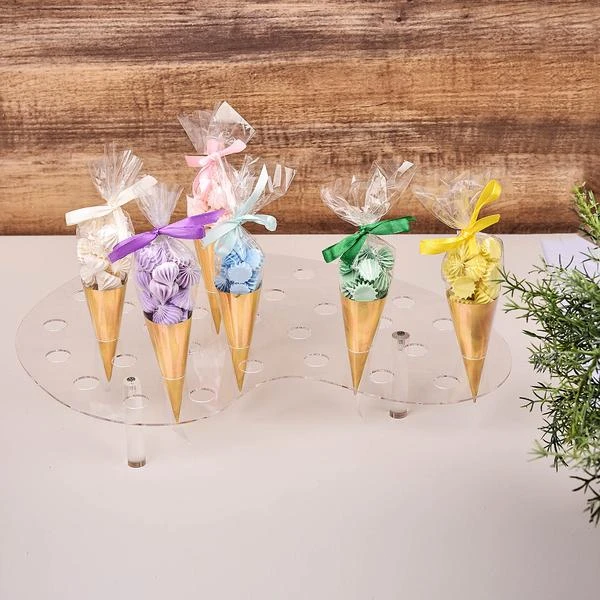 Clear 35-Slot Acrylic Ice Cream Cone Display Stand, Mini Snow Cone Holder Tray 16" 10 Clear 35-Slot Acrylic Ice Cream Cone Display Stand, Mini Snow Cone Holder Tray 16" - Image 10