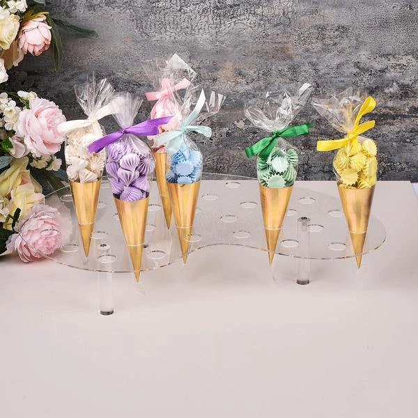 Clear 35-Slot Acrylic Ice Cream Cone Display Stand, Mini Snow Cone Holder Tray 16" 5 Clear 35-Slot Acrylic Ice Cream Cone Display Stand, Mini Snow Cone Holder Tray 16" - Image 5