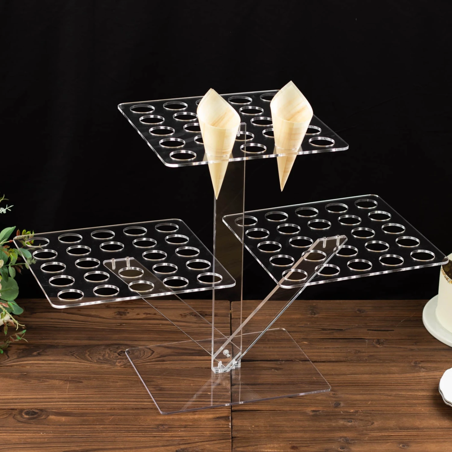 Clear 3-Tier Acrylic 72-Slot Mini Cupcake Display Stand, Foldable Plastic Shot Glass Ice Cream Cone Tray 18" Tall 6 Clear 3-Tier Acrylic 72-Slot Mini Cupcake Display Stand, Foldable Plastic Shot Glass Ice Cream Cone Tray 18" Tall - Image 6