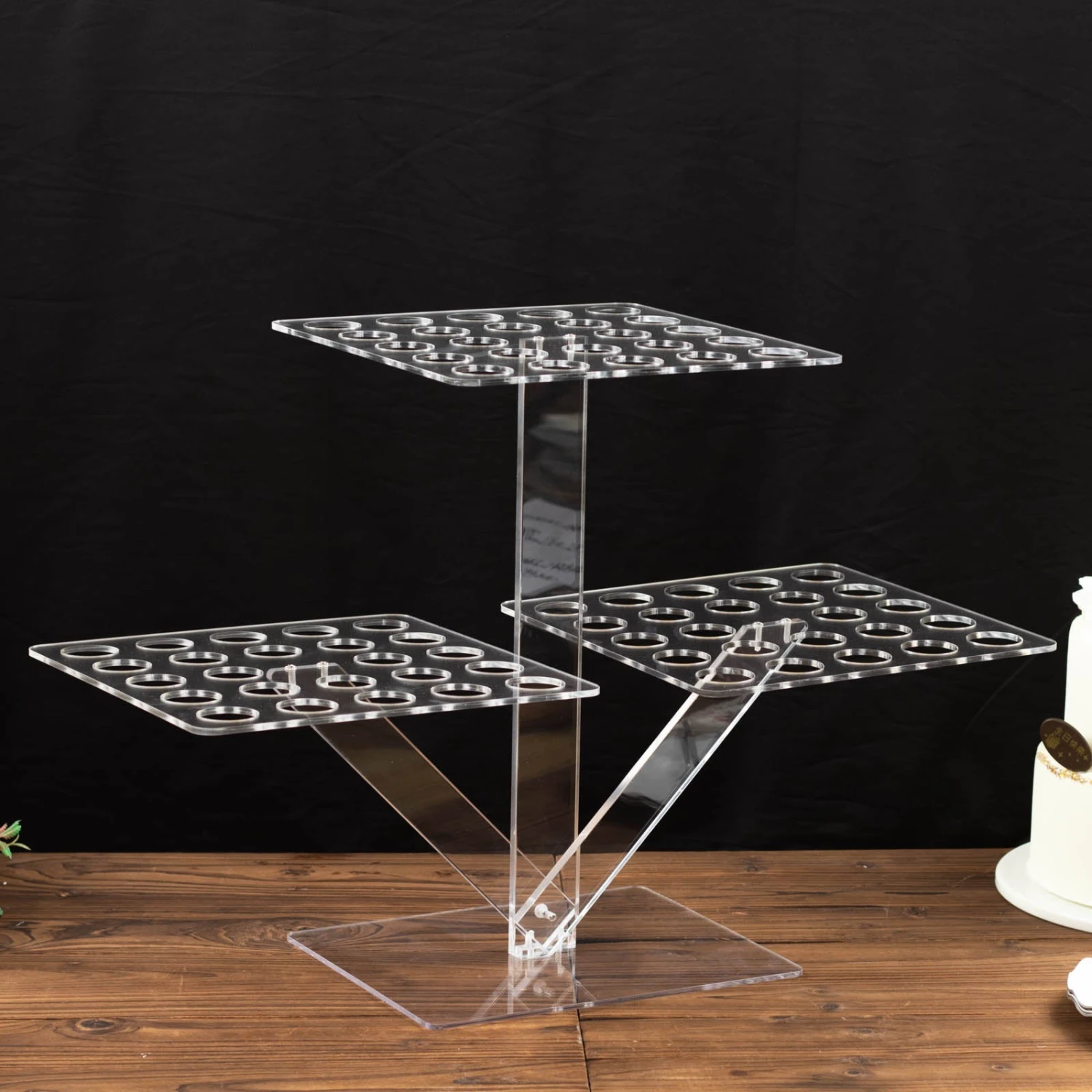 Clear 3-Tier Acrylic 72-Slot Mini Cupcake Display Stand, Foldable Plastic Shot Glass Ice Cream Cone Tray 18" Tall 8 Clear 3-Tier Acrylic 72-Slot Mini Cupcake Display Stand, Foldable Plastic Shot Glass Ice Cream Cone Tray 18" Tall - Image 8