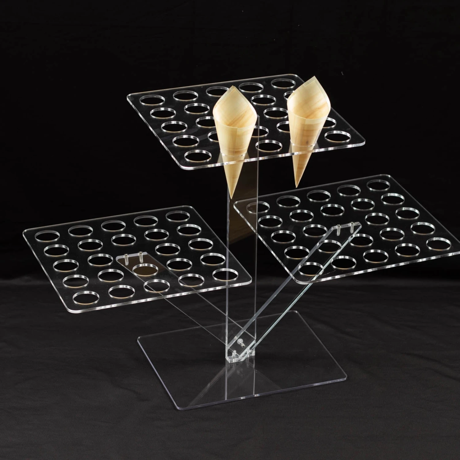 Clear 3-Tier Acrylic 72-Slot Mini Cupcake Display Stand, Foldable Plastic Shot Glass Ice Cream Cone Tray 18" Tall 11 Clear 3-Tier Acrylic 72-Slot Mini Cupcake Display Stand, Foldable Plastic Shot Glass Ice Cream Cone Tray 18" Tall - Image 11