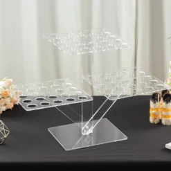 Clear 3-Tier Acrylic 72-Slot Mini Cupcake Display Stand, Foldable Plastic Shot Glass Ice Cream Cone Tray 18" Tall 16 Clear 3-Tier Acrylic 72-Slot Mini Cupcake Display Stand, Foldable Plastic Shot Glass Ice Cream Cone Tray 18" Tall -Home Decor Promotional Store DSP TR0007 72 CLR 02