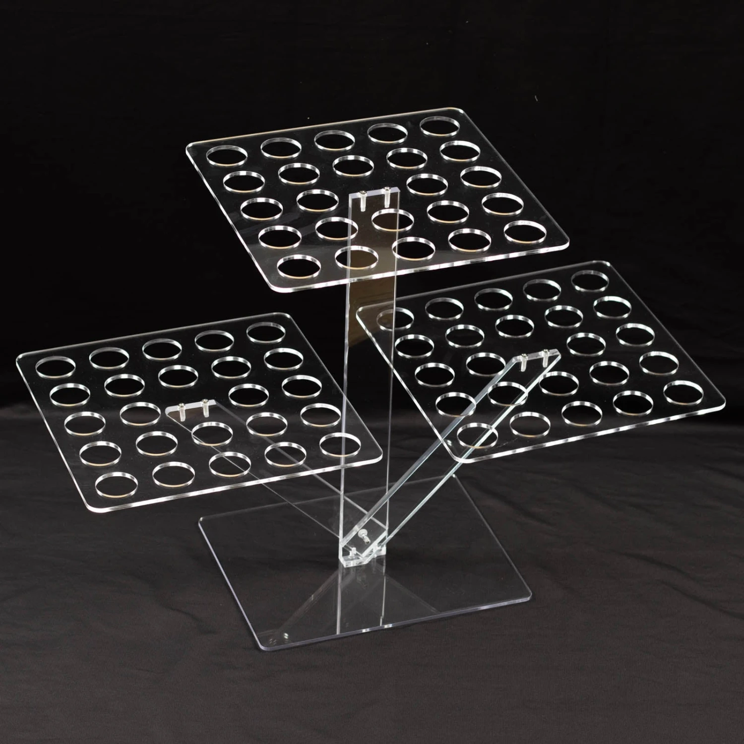 Clear 3-Tier Acrylic 72-Slot Mini Cupcake Display Stand, Foldable Plastic Shot Glass Ice Cream Cone Tray 18" Tall 3 Clear 3-Tier Acrylic 72-Slot Mini Cupcake Display Stand, Foldable Plastic Shot Glass Ice Cream Cone Tray 18" Tall - Image 3