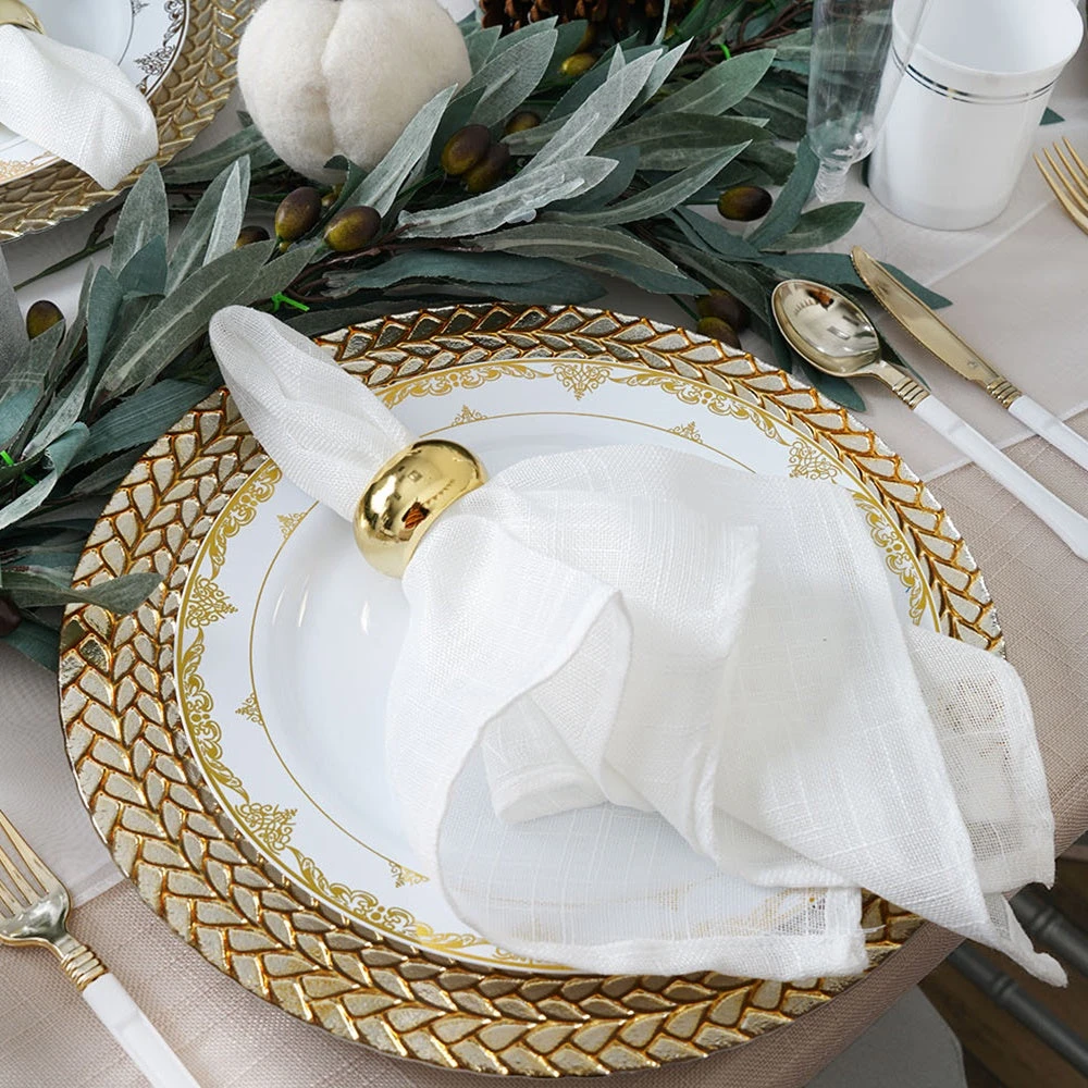 8 Pack Luxurious Braided Rim Glass Charger Plates, Clear Round Charger Plates 13" 13 8 Pack Luxurious Braided Rim Glass Charger Plates, Clear Round Charger Plates 13" - Image 13