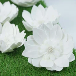 6 Pack White Life-Like Soft Foam Craft Dahlia Flower Heads 8" -Home Decor Promotional Store FOAM FLO004 08 WHT 02
