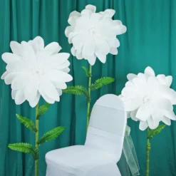2 Pack Life-Like Soft Foam Craft Dahlia Flower Heads 24" -Home Decor Promotional Store FOAM FLO004 24 WHT 01