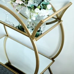 Gold Metal 2-Tier Bar Cart Mirror Serving Tray Kitchen Trolley, Round Teacart Island Cart 2.5ft Tall -Home Decor Promotional Store FURN CART 001 GOLD D01.progressive c5534a27 0484 47a6 ba06 91be9a54bbd1