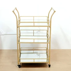 Gold Metal 3-Tier Bar Cart Mirror Serving Tray Kitchen Trolley, Teacart Island Trolley 3ft Tall -Home Decor Promotional Store FURN CART 002 GOLD D02.progressive dfa50198 db64 402b 93fa 65e060e1ec4f