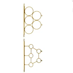 Gold Metal 2-Tier Bar Cart Wine Rack With Wooden Serving Trays, Kitchen Trolley With 5 Wine Bottles & 2 Wine Glass Holder Rack 3ft -Home Decor Promotional Store FURN CART 003 GOLD D16.progressive f7f06240 082d 435c a797 02bdf7afc2fc