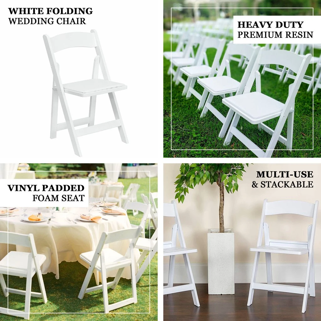 White Folding Chair With Vinyl Padded Seat - Home Event Chairs 2 White Folding Chair With Vinyl Padded Seat - Home Event Chairs - Image 2