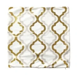 Set Of 4 | 18" White/Gold Foil Geometric Print Throw Pillow Covers, Velvet Square Sofa Cushion Covers -Home Decor Promotional Store FURN PLW FOIL02 SET1 WHT D07