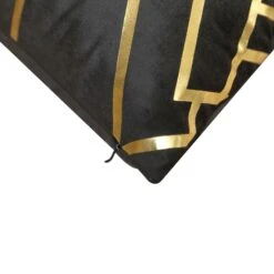 Set Of 4 | 18" Black/Gold Foil Geometric Print Throw Pillow Covers, Velvet Square Sofa Cushion Covers -Home Decor Promotional Store FURN PLW FOIL02 SET4 BLK D03