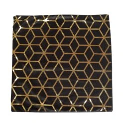 Set Of 4 | 18" Black/Gold Foil Geometric Print Throw Pillow Covers, Velvet Square Sofa Cushion Covers -Home Decor Promotional Store FURN PLW FOIL02 SET4 BLK D07