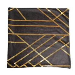 Set Of 4 | 18" Black/Gold Foil Geometric Print Throw Pillow Covers, Velvet Square Sofa Cushion Covers -Home Decor Promotional Store FURN PLW FOIL02 SET4 BLK D11