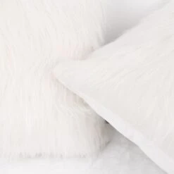 2 Pack | 18" White Faux Fur Sheepskin Throw Pillow Cases, Square Pillow Covers -Home Decor Promotional Store FURN PLW FUR01 18 WHT D05.progressive 706b348f 4a8c 4432 81e7 cf84e5295232
