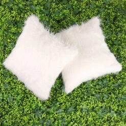 2 Pack | 18" White Faux Fur Sheepskin Throw Pillow Cases, Square Pillow Covers -Home Decor Promotional Store FURN PLW FUR01 18 WHT 02.progressive 55c30eaf 8da5 420a 9d53 fc09f493a3f9