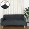 Easy Fit Stretch Sofa Slipcover, 1-Piece Loveseat Couch Cover Furniture Protector, Spandex Jacquard Fabric With Elastic Bottom