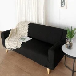 Easy Fit Stretch Sofa Slipcover, 1-Piece Loveseat Couch Cover Furniture Protector, Spandex Jacquard Fabric With Elastic Bottom -Home Decor Promotional Store FURN SOFA JAC 2 BLK D09 grande.progressive 2cd69953 cdbe 49c4 ab2e bbef7019881e