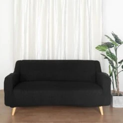 Easy Fit Stretch Sofa Slipcover 1-Piece 3 Seater Couch Cover Furniture Protector, Spandex Jacquard Fabric With Elastic Bottom -Home Decor Promotional Store FURN SOFA JAC 3 BLK D02
