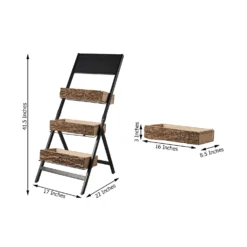 42" 3-Tier Metal Ladder Plant Stand With Natural Wooden Log Planters -Home Decor Promotional Store FURN WOD RCK001 98.progressive 19f58192 5e86 4418 9d31 d1734643496b