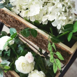 42" 3-Tier Metal Ladder Plant Stand With Natural Wooden Log Planters -Home Decor Promotional Store FURN WOD RCK001 D04