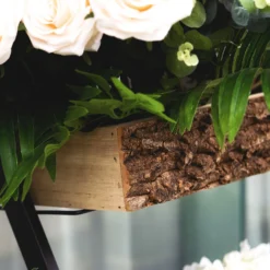 42" 3-Tier Metal Ladder Plant Stand With Natural Wooden Log Planters -Home Decor Promotional Store FURN WOD RCK001 D11