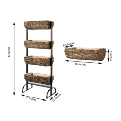 42" 4-Tier Metal Ladder Plant Stand With Natural Wooden Log Planters 25 42" 4-Tier Metal Ladder Plant Stand With Natural Wooden Log Planters -Home Decor Promotional Store FURN WOD RCK002 D04 490x490.98