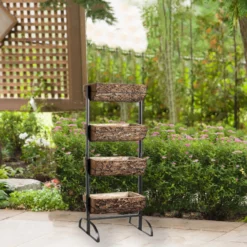 42" 4-Tier Metal Ladder Plant Stand With Natural Wooden Log Planters 16 42" 4-Tier Metal Ladder Plant Stand With Natural Wooden Log Planters -Home Decor Promotional Store FURN WOD RCK002 D05.progressive 123f6b47 eff2 4c14 8ee1 c66245c4144a