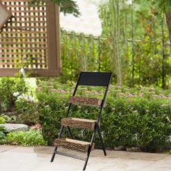 42" 3-Tier Metal Ladder Plant Stand With Natural Wooden Log Planters -Home Decor Promotional Store FURN WOD RCK002 D06.progressive 6190e948 3195 46f0 9855 b658a3dfd431