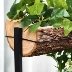 42" 4-Tier Metal Ladder Plant Stand With Natural Wooden Log Planters 20 42" 4-Tier Metal Ladder Plant Stand With Natural Wooden Log Planters -Home Decor Promotional Store FURN WOD RCK002 D08