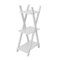 44" 3-Tier White Wooden Plant Stand, X-Frame Display Shelf Accent Rack -Home Decor Promotional Store FURN WOD RCK003 WHT D10